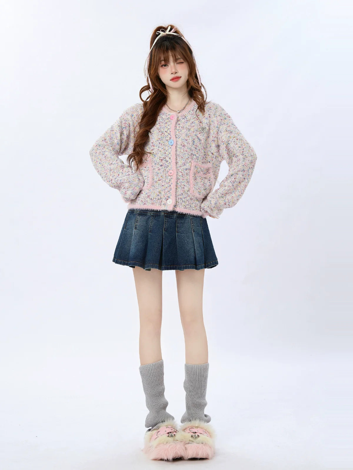 Colorful Knit Short Cardigan Korean