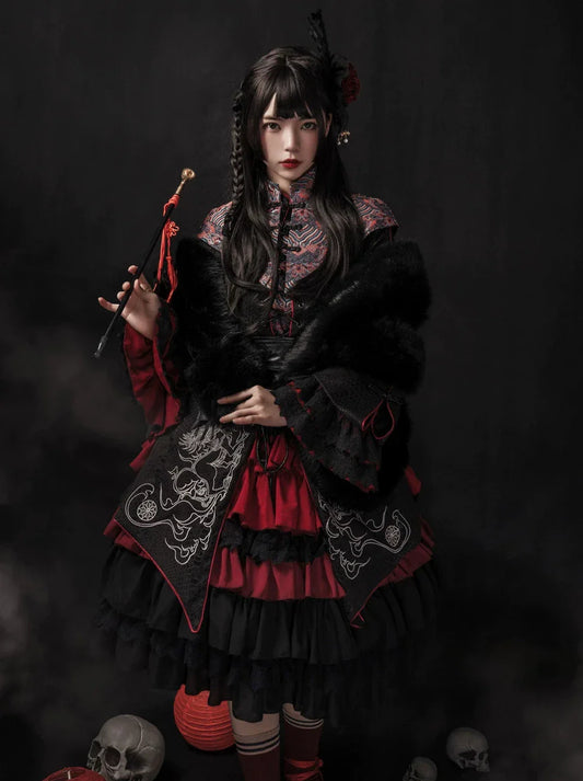 China Lolly Tago Gothic Cape + Long Jacket + Camisole + Skirt + West Band