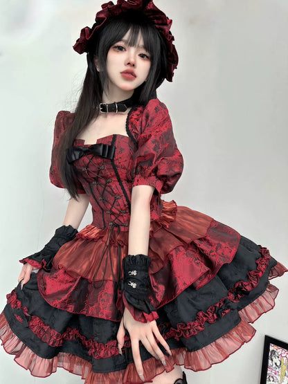 Sleeve Corset Vest + Puff Jacquard Fishbone