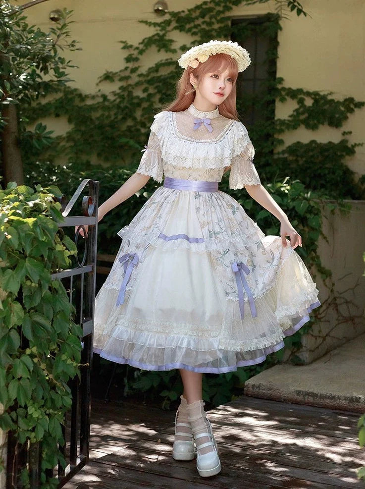 Robe Lolita d'été légère à volants style princesse édouardienne