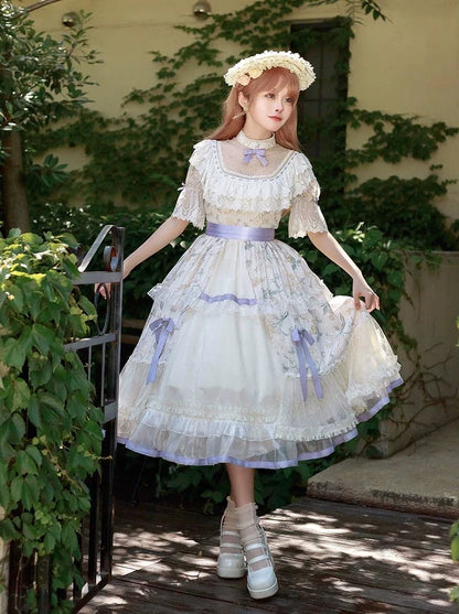 Robe Lolita d'été légère à volants style princesse édouardienne