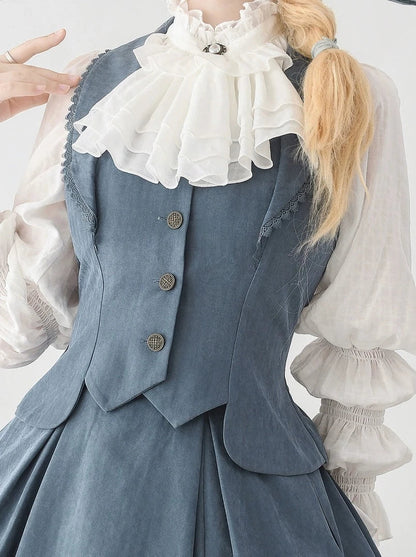 Weste Retro Farbig Klassisch + Lang Ausgestellt Bluse Rock
