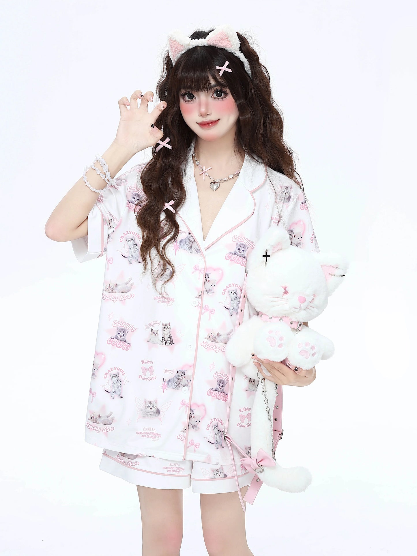 Half Top Design Room + Pants Summer Cat Cat Wear