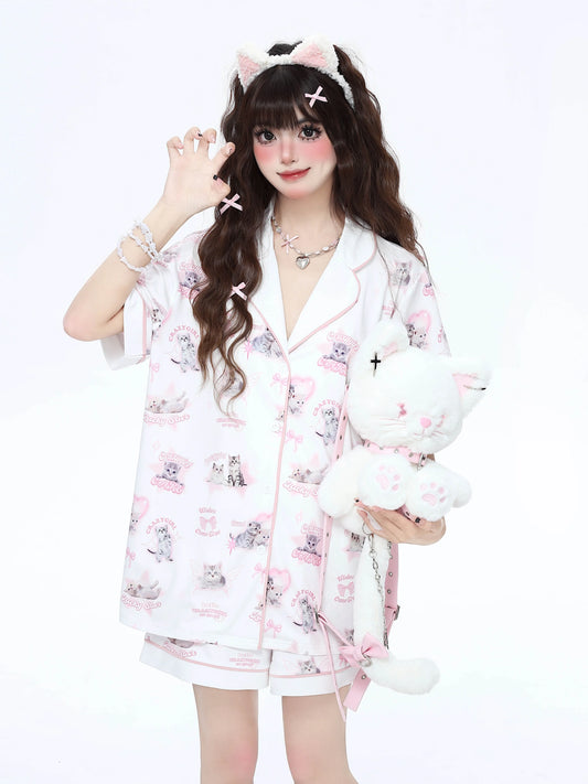 Half Top Design Room + Pants Summer Cat Cat Wear