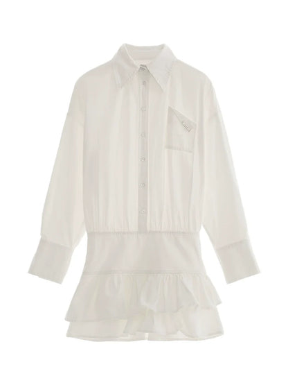 Dress Ruffle Shirt Lapel Slim