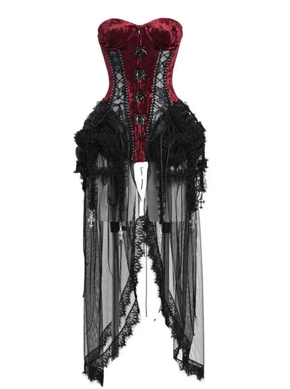 Dark Alice Dress Hell Fishbone Straps Corset Set Gothic Tulle