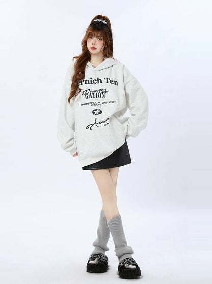 American Retro Print Letter Hoodie