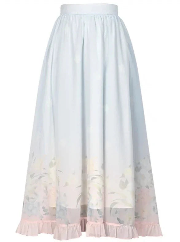 Gradient Cardigan Skirt Fantasy Chiffon Flower