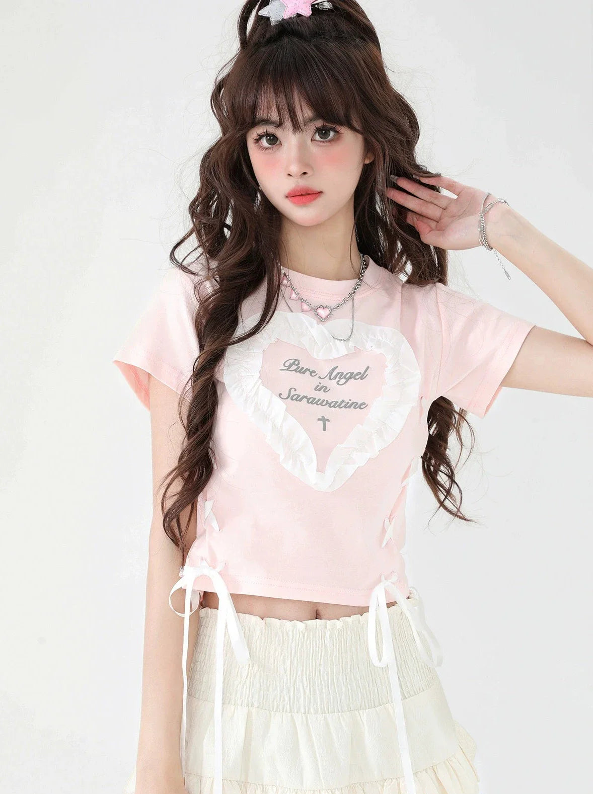 Love Lace-up Sweet T-shirt
