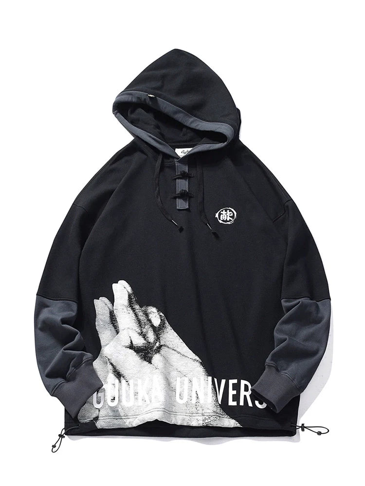 Faux Sweatshirt Stitch Two-piece Contrast Hooded