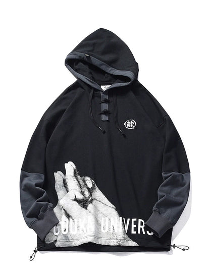 Faux Sweatshirt Stitch Two-piece Contrast Hooded
