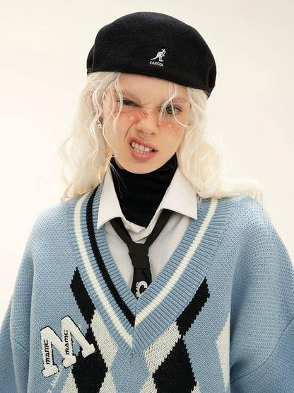 ブルーニット ルーズオーバー アーガイルカレッジ