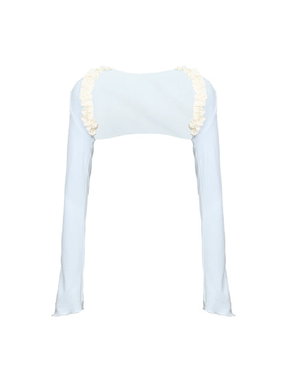 Ruffle Splice Cream Suspender Ice + Cardigan Dress