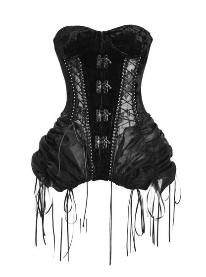 Dark Gothic Corset Hell Dress Bird Straps Alice Gauge Set Fishbone