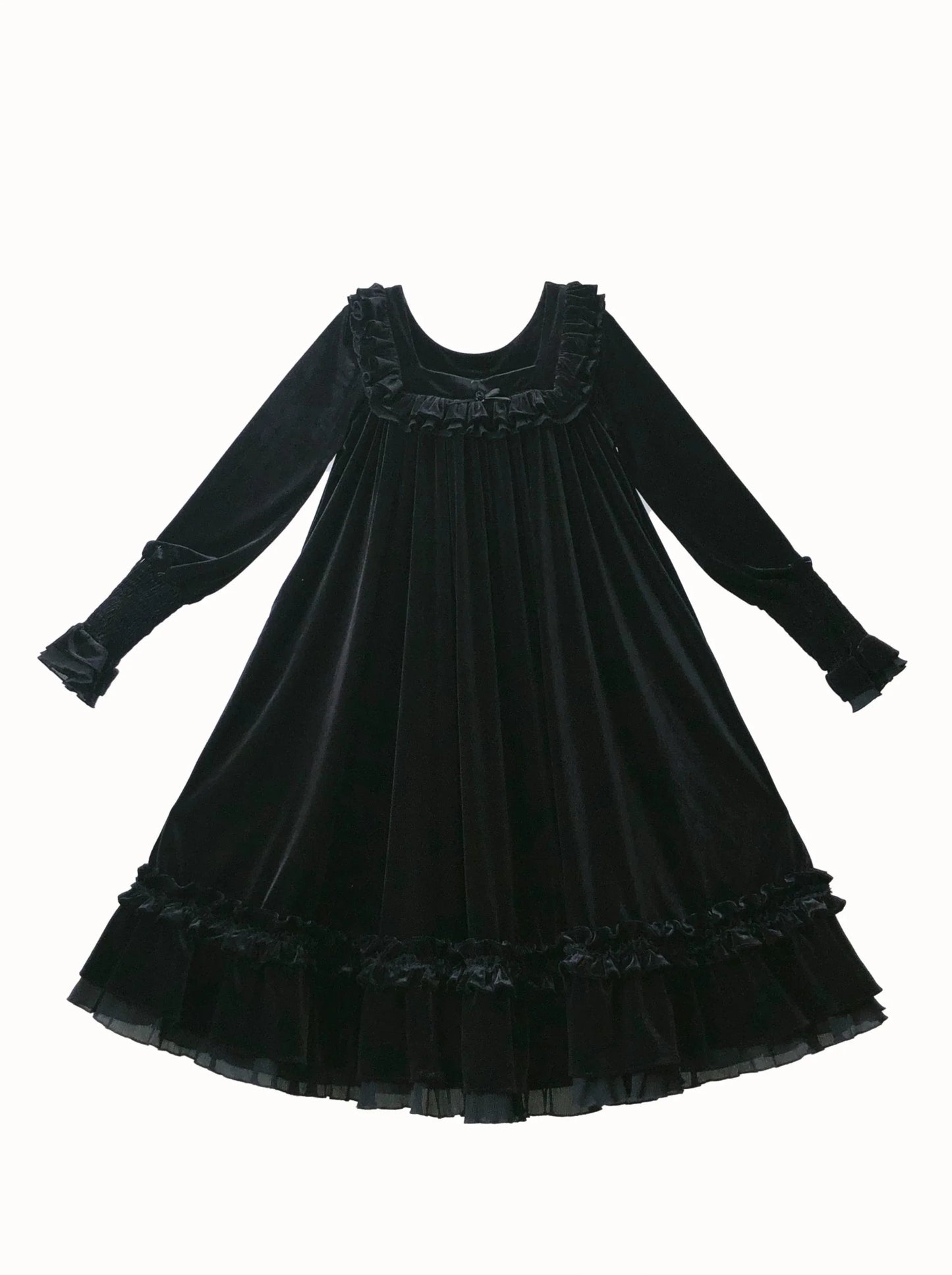 Collar Black Belt Elegant Retro + French Swan Ribbon Dress Square + Velvet