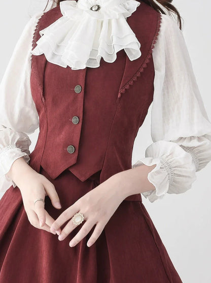 Weste Retro Farbig Klassisch + Lang Ausgestellt Bluse Rock
