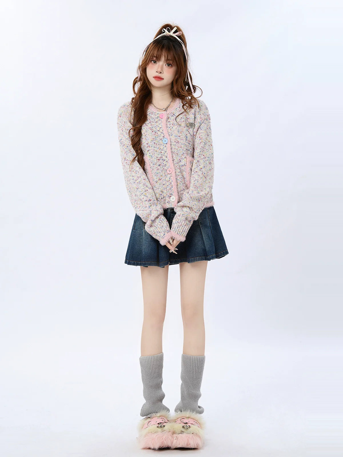Colorful Knit Short Cardigan Korean
