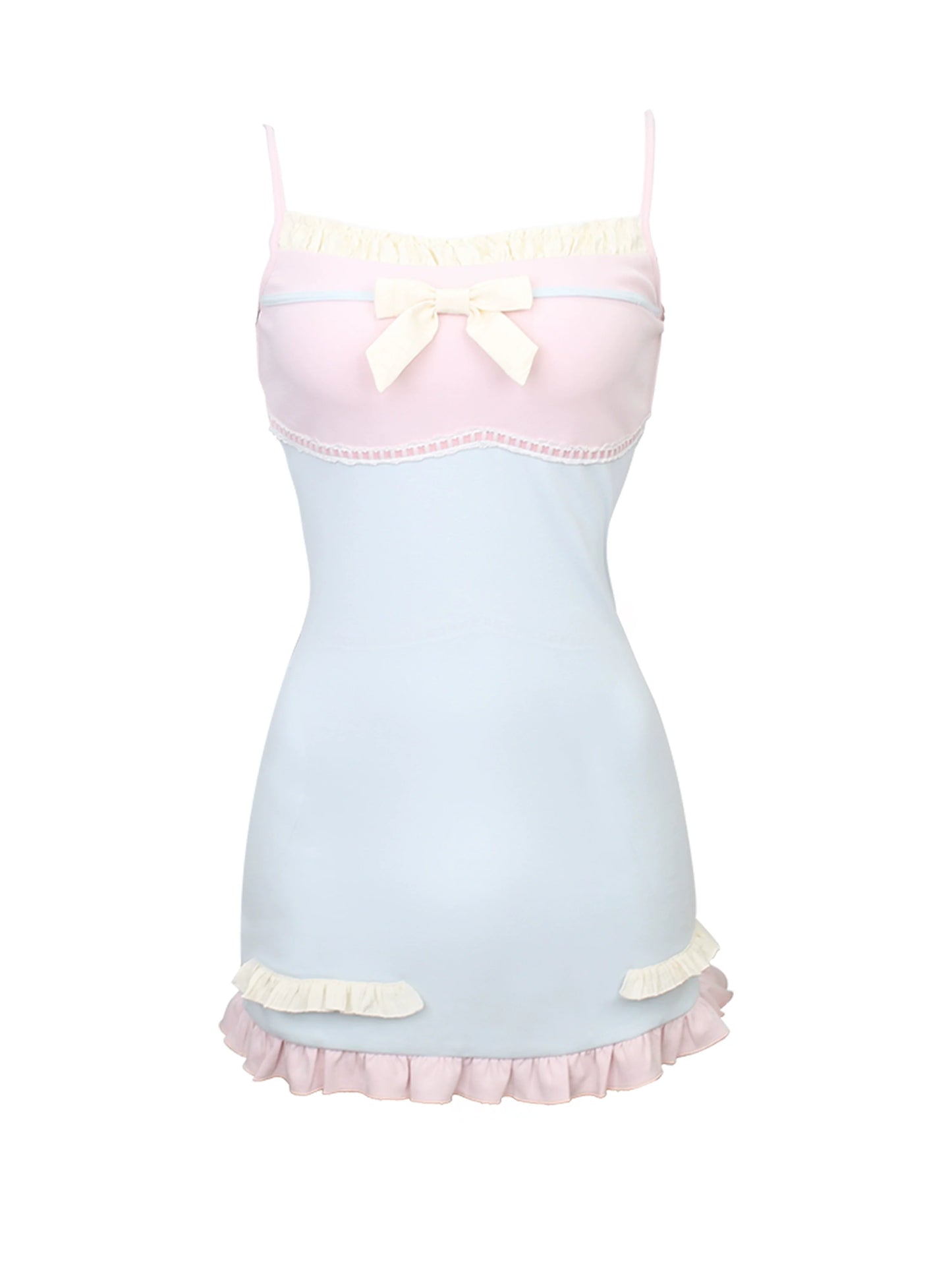 Ruffle Splice Cream Suspender Ice + Cardigan Dress
