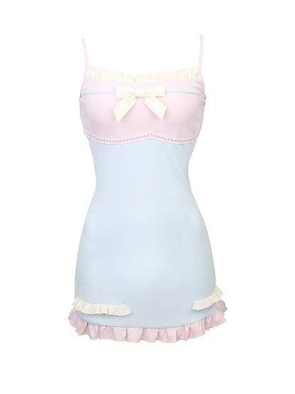 Ruffle Splice Cream Suspender Ice + Cardigan Dress