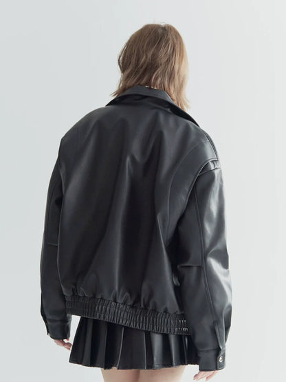 Veste courte rétro en cuir