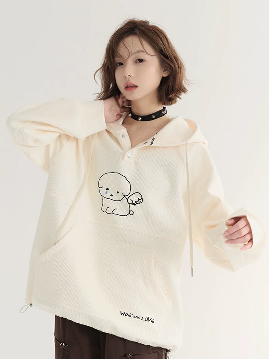 Sweat à capuche Doc Fluffy Hooded Illustration avec capuche