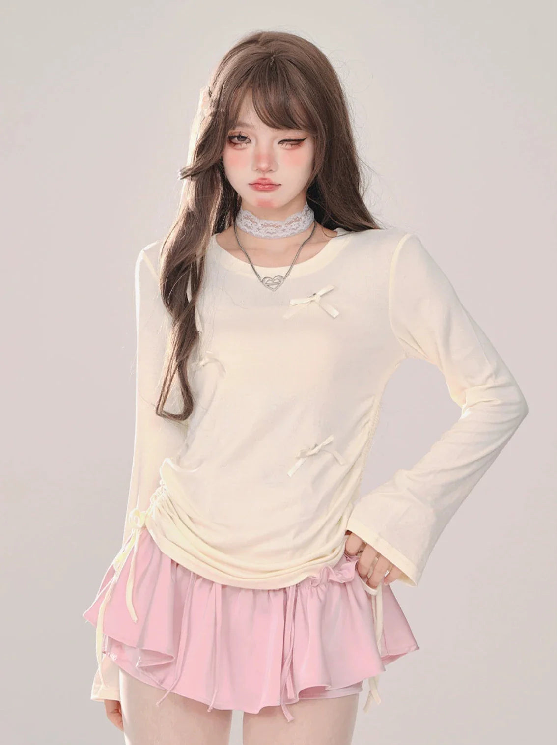 Sweet Long Ribbon Drawstring T