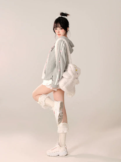 トレンドブランドのフード付きジップアップパーカー