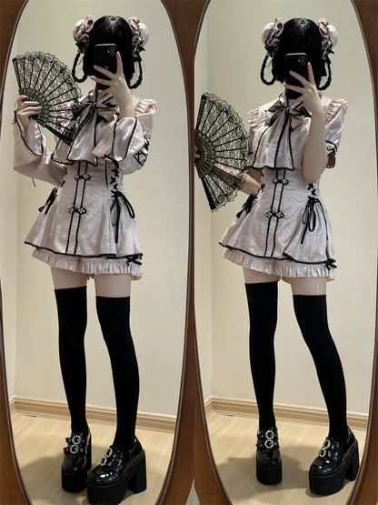 Dress China Strap Pants Ribbon Suit
