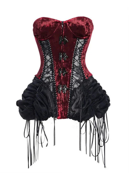 Dark Alice Dress Hell Fishbone Straps Corset Set Gothic Tulle
