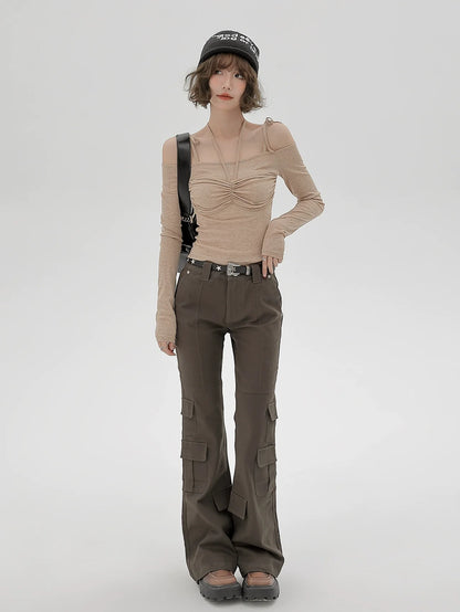 Shoulder Ribbon Halter Neck Top Off