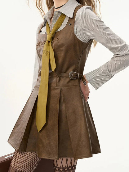 Suspender Skirt Letter Leather Printed