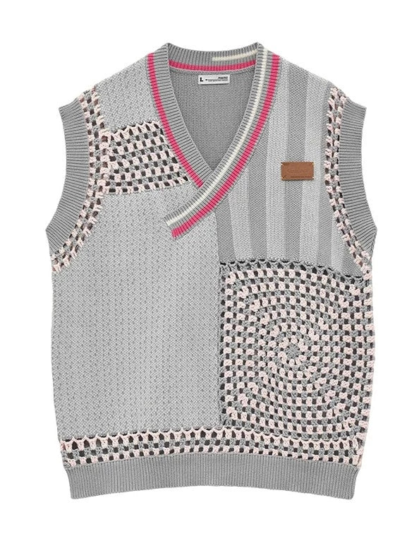 Gilet asymétrique réservé, article en tricot, mode ample