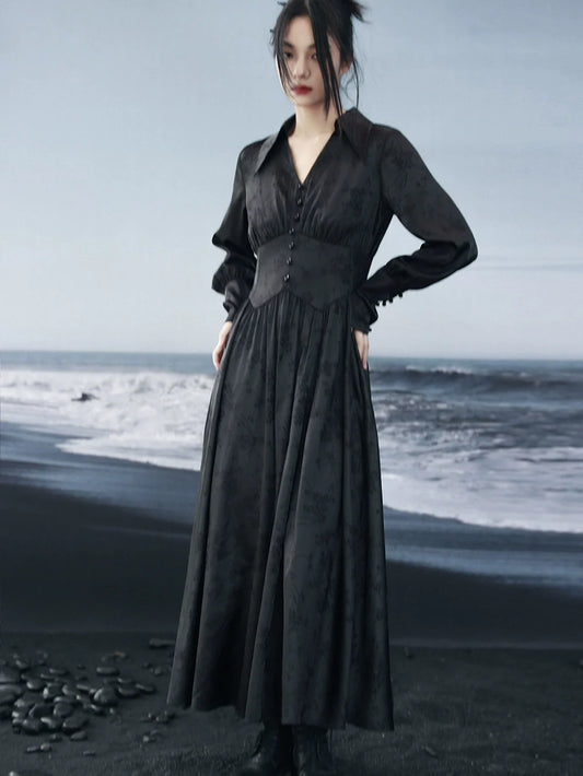 Dress Mark Jacquard Mode Waist Long