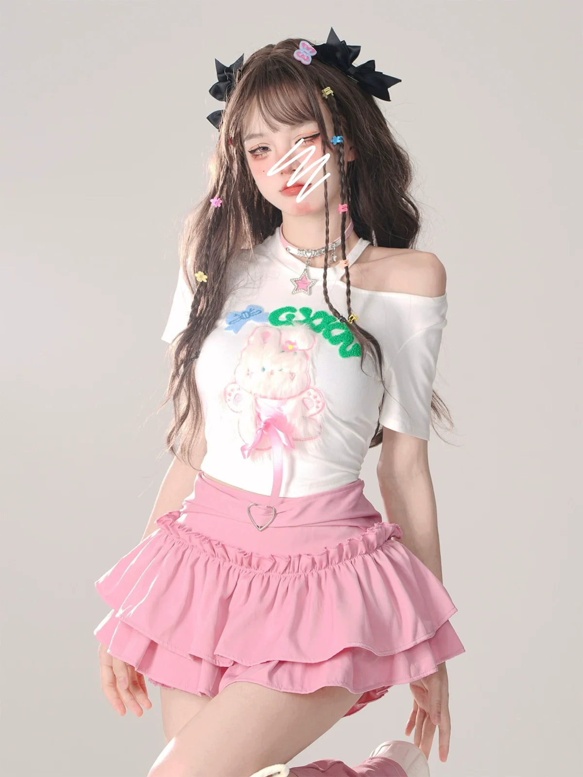 T-Shirt Sommerhase Sweet Off-Shoulder