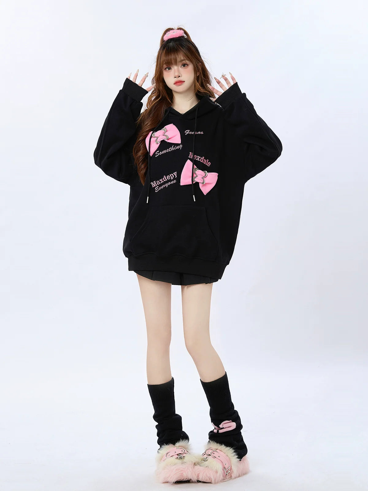 Bag Oversized Ribbon Loose Top Hooded