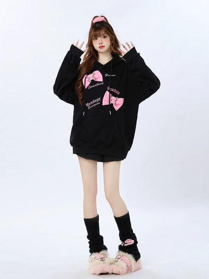 Bag Oversized Ribbon Loose Top Hooded