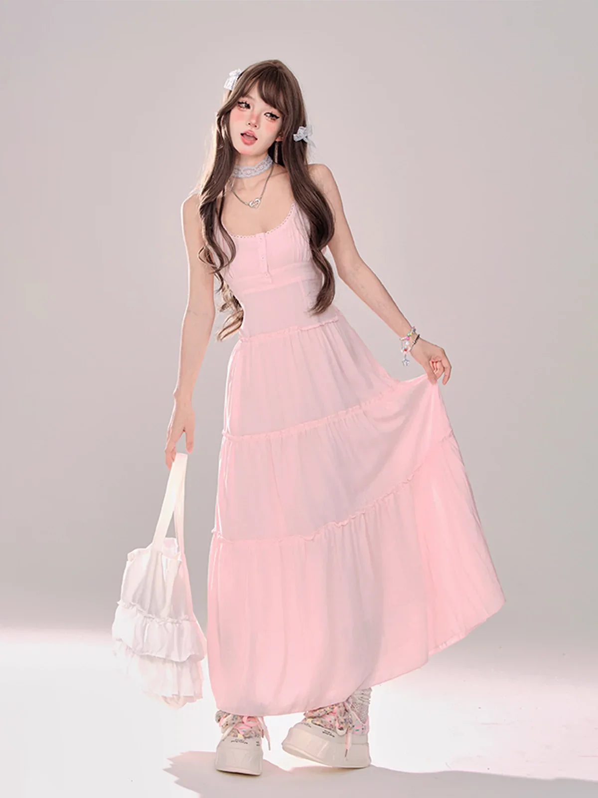 Moonlight + Cardigan Suspender Knit Summer Dress Sheer
