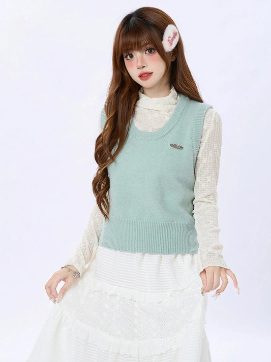 Gilet en tricot de couleur unie