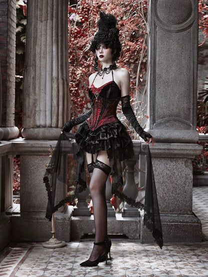 Duchess Suit Suspender Long Gothic Tail Belted Velvet Dress Tulle