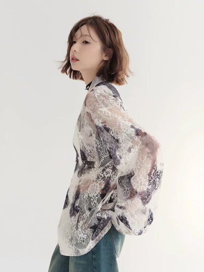 Shirt Sheer Tie-dye Dark