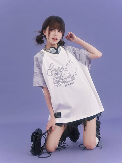 Printed Girl Sleeve Top Run Fighting Spirited