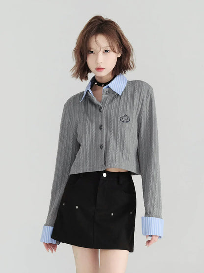 Shirt College Cardigan Collar