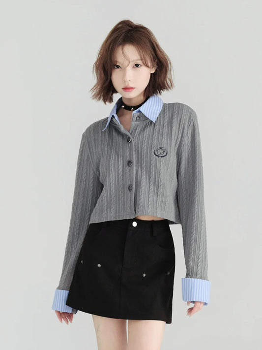 Shirt College Cardigan Collar