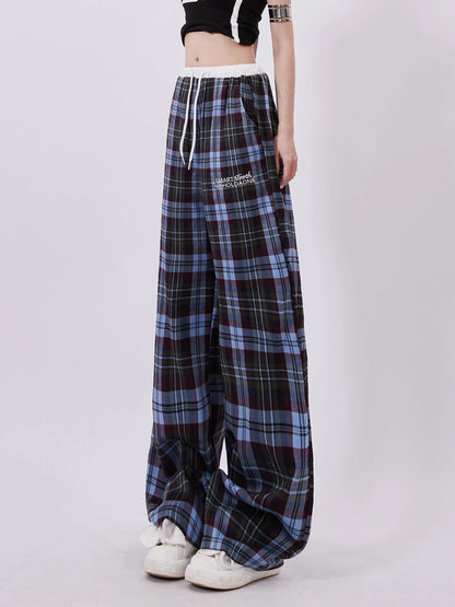 Casual Pants Wide Check Mode