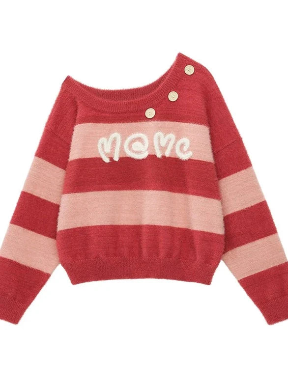 カジュアルワンショルダースイートニットボーダー