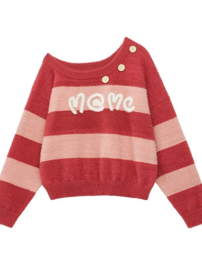 カジュアルワンショルダースイートニットボーダー