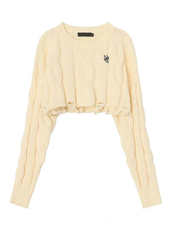 Twist American Short Hole Knit Preppy