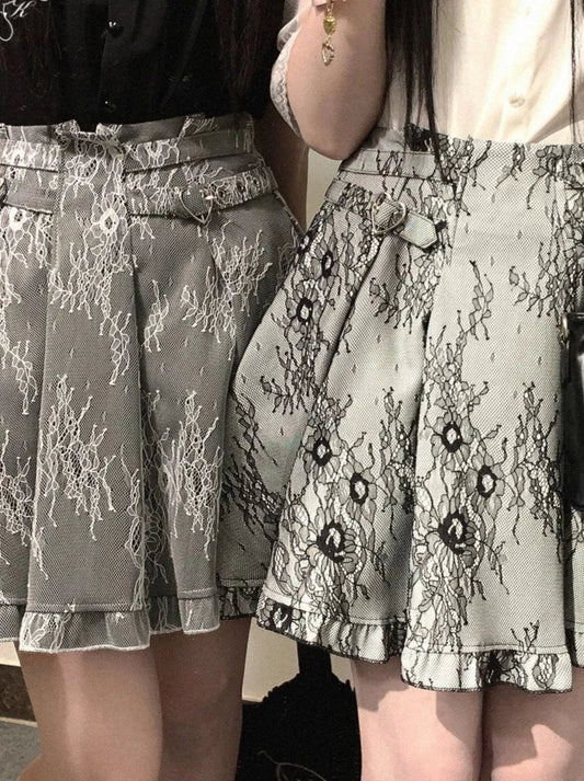 Rose Heart Lace Love Buckle Skirt
