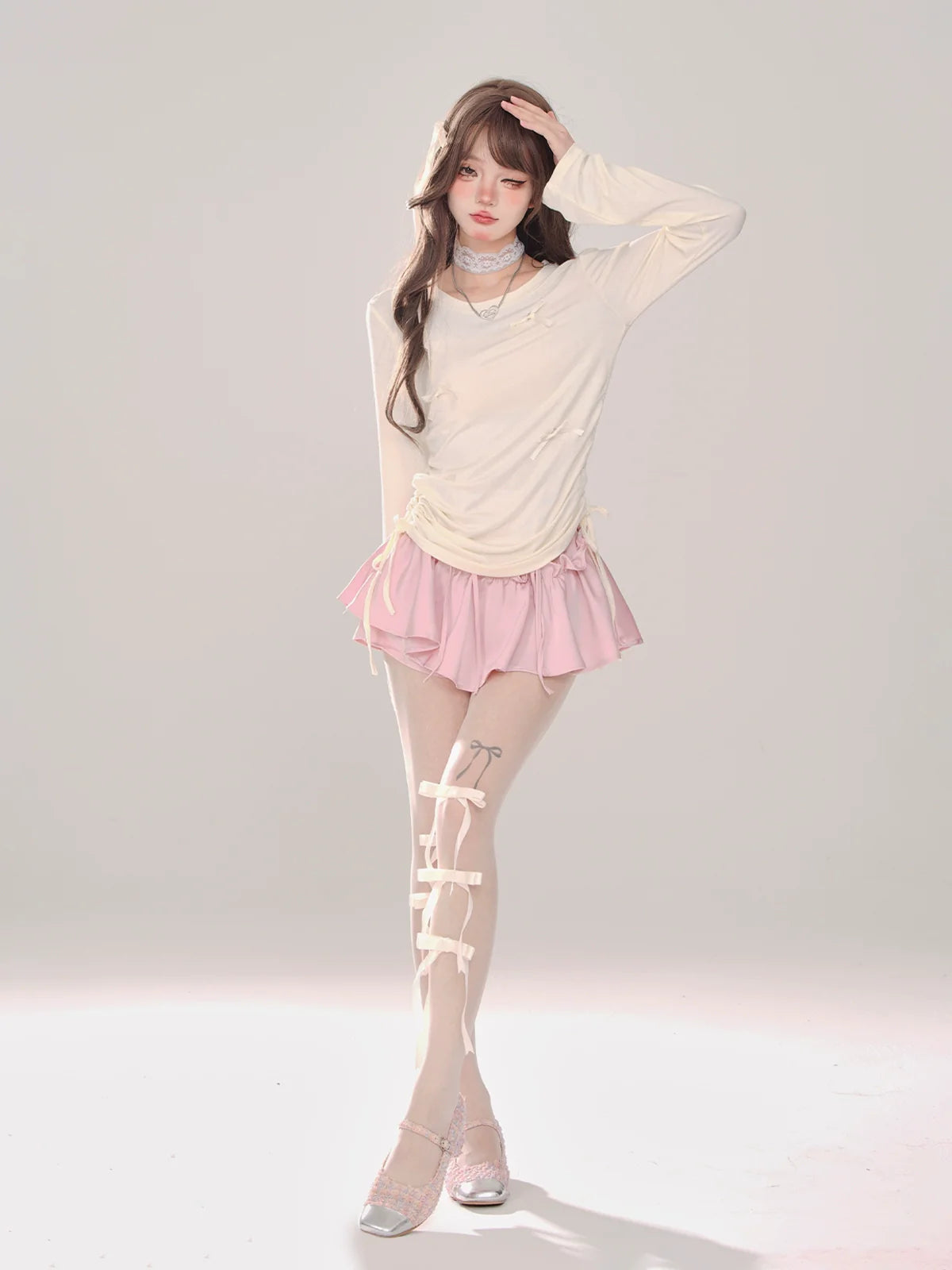Sweet Long Ribbon Drawstring T