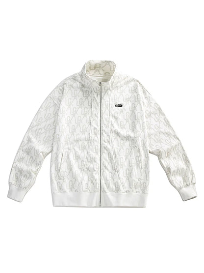 Weiße Jacke mit Reißverschluss und Logo